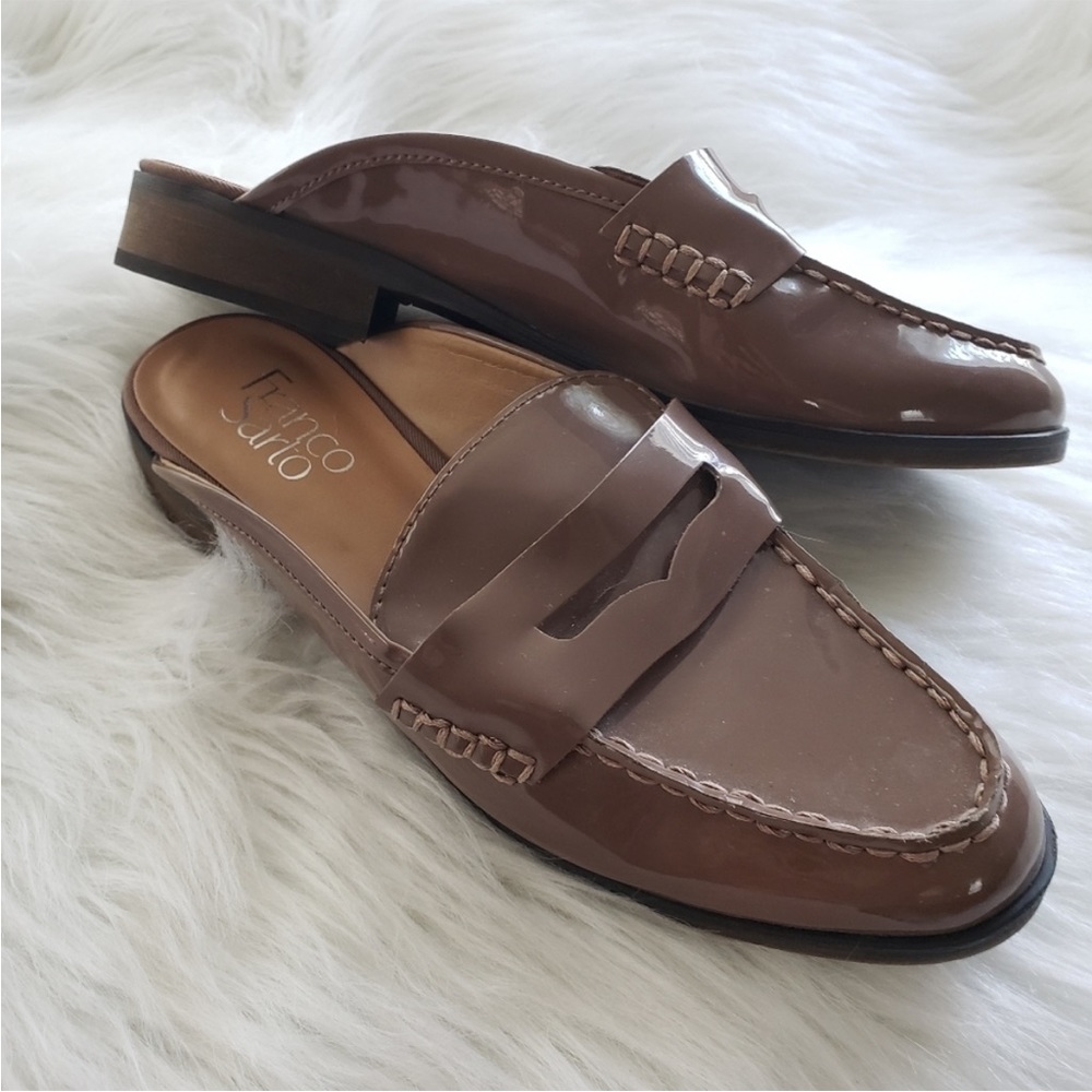 Franco Sarto Patent Barlow Mules Sz 7